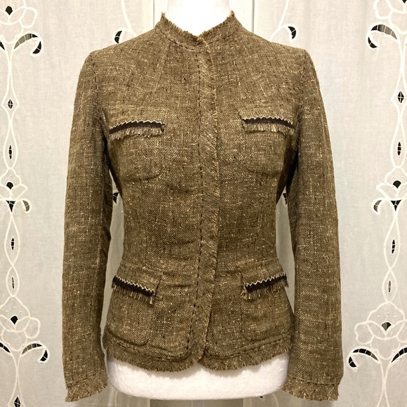 Elie Tahari Tweed Jacket, Silk, Cotton, & Wool, Pockets, Snap Closure, XS - Picture 3 of 12